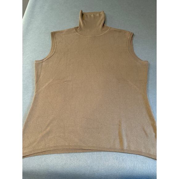 Louden Tops - Louben Tan Ribbed Tank Top/Turtleneck lightweight material size L